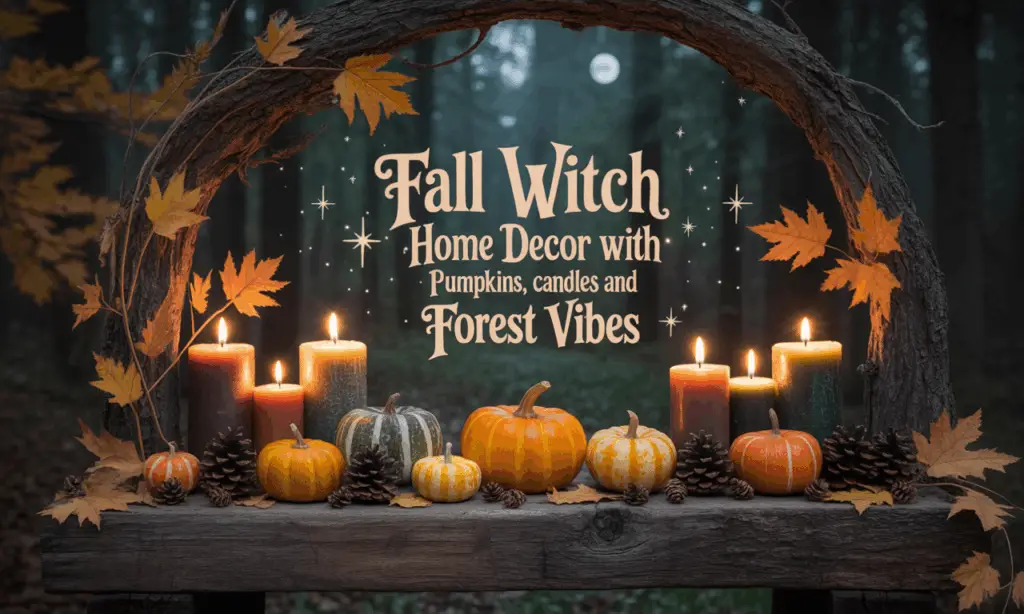 Fall Witch Home Decor with Pumpkins, Candles and Forest Vibes