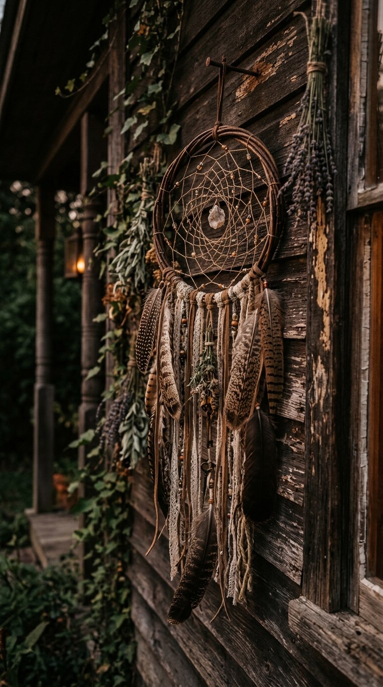 Dreamcatcher with Feathers - witchy decor idea