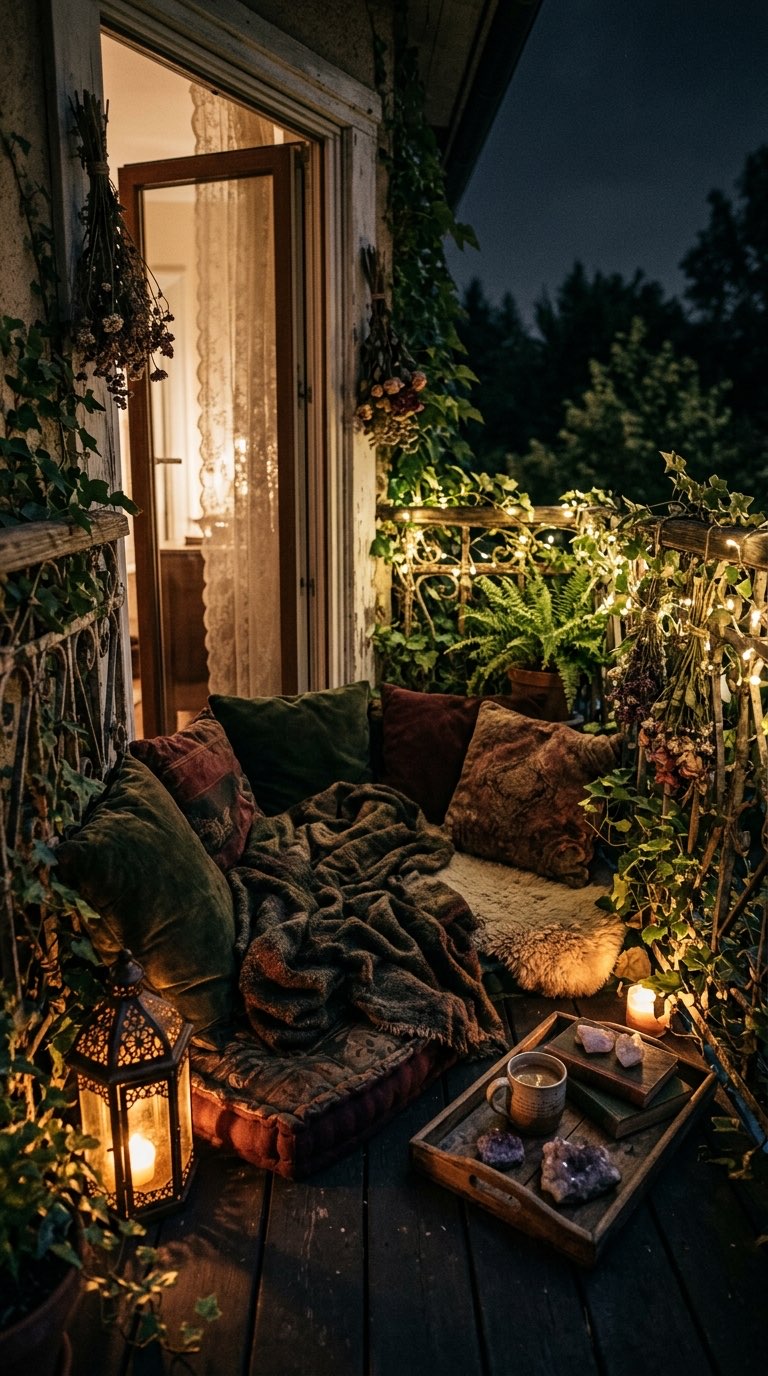 Cozy Cushion and Blanket Nook - witchy decor idea