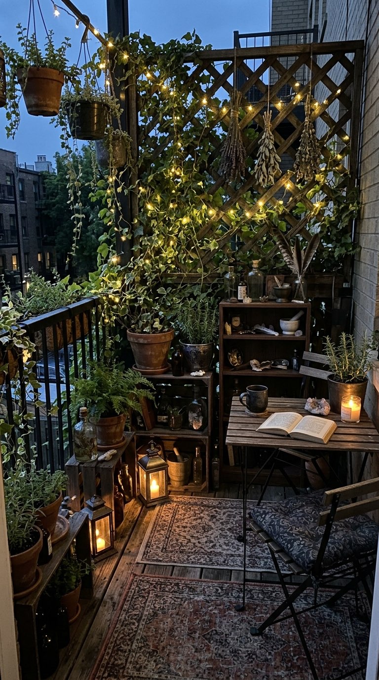 Privacy Screen with Greenery - witchy decor idea