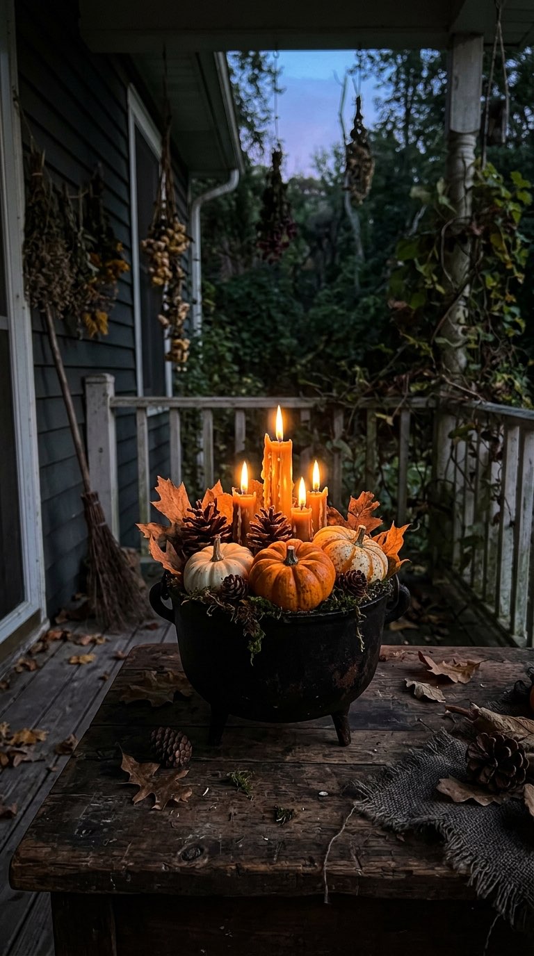 Cauldron Table Centerpiece - witchy decor idea