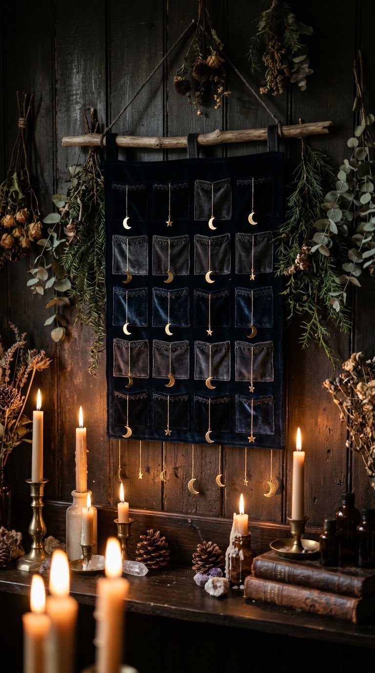 Velvet Pocket Calendar - witchy decor idea