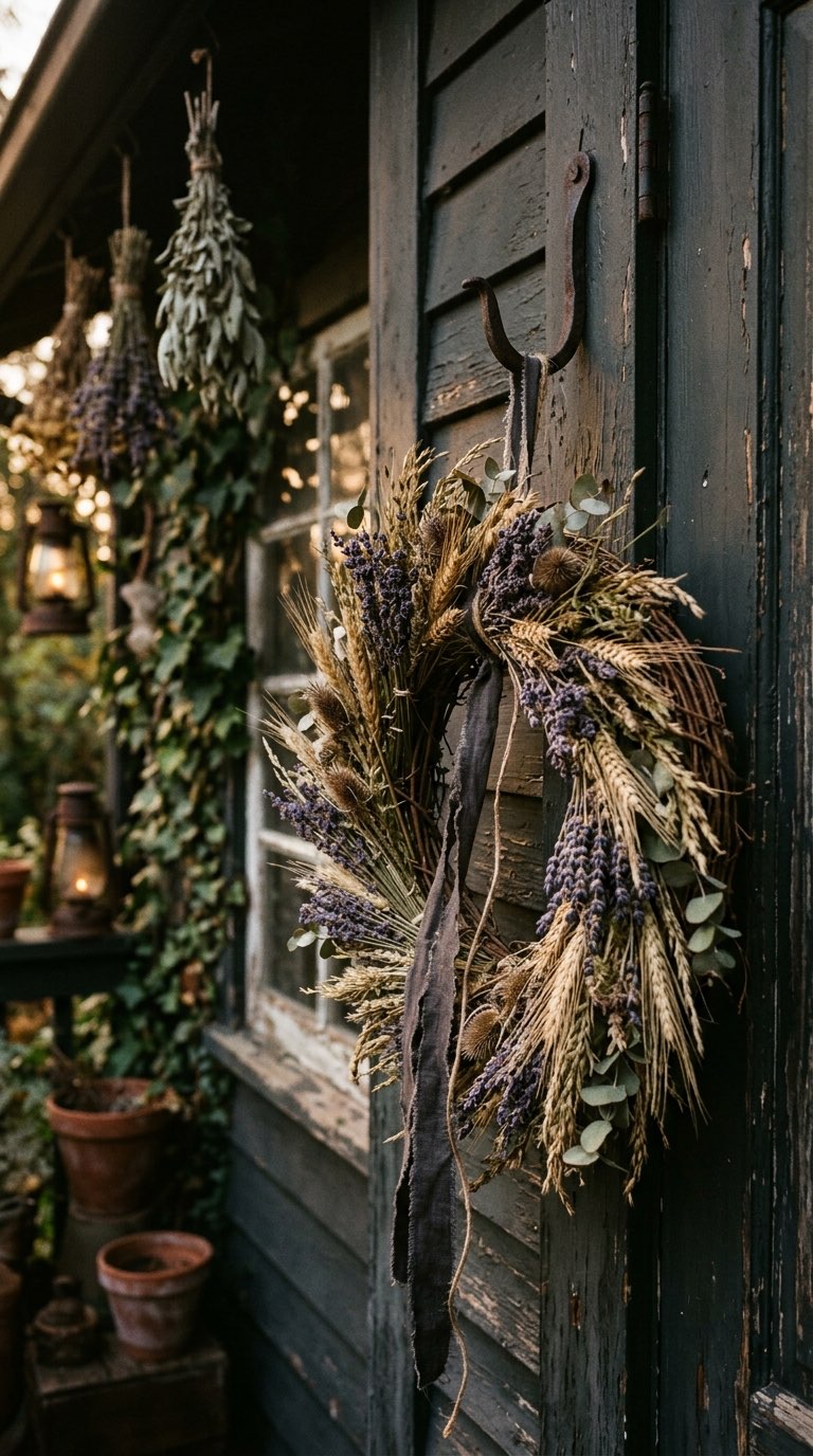 Dried Flower Hanging Wreath - witchy decor idea
