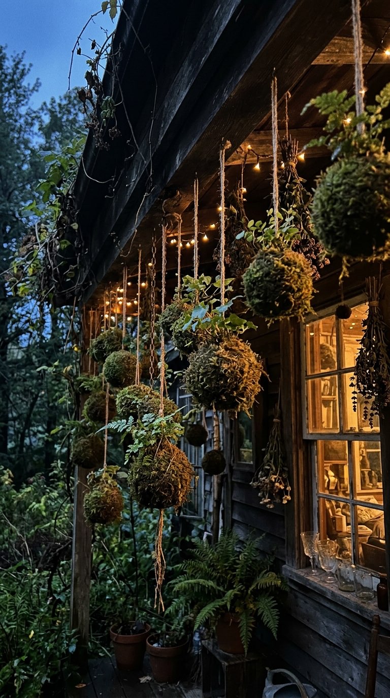 Moss Ball Hangers - witchy decor idea