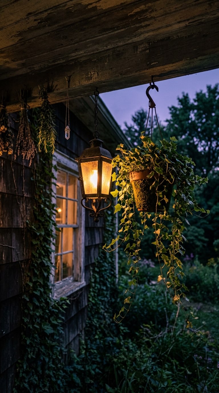 Lantern and Plant Pairing - witchy decor idea
