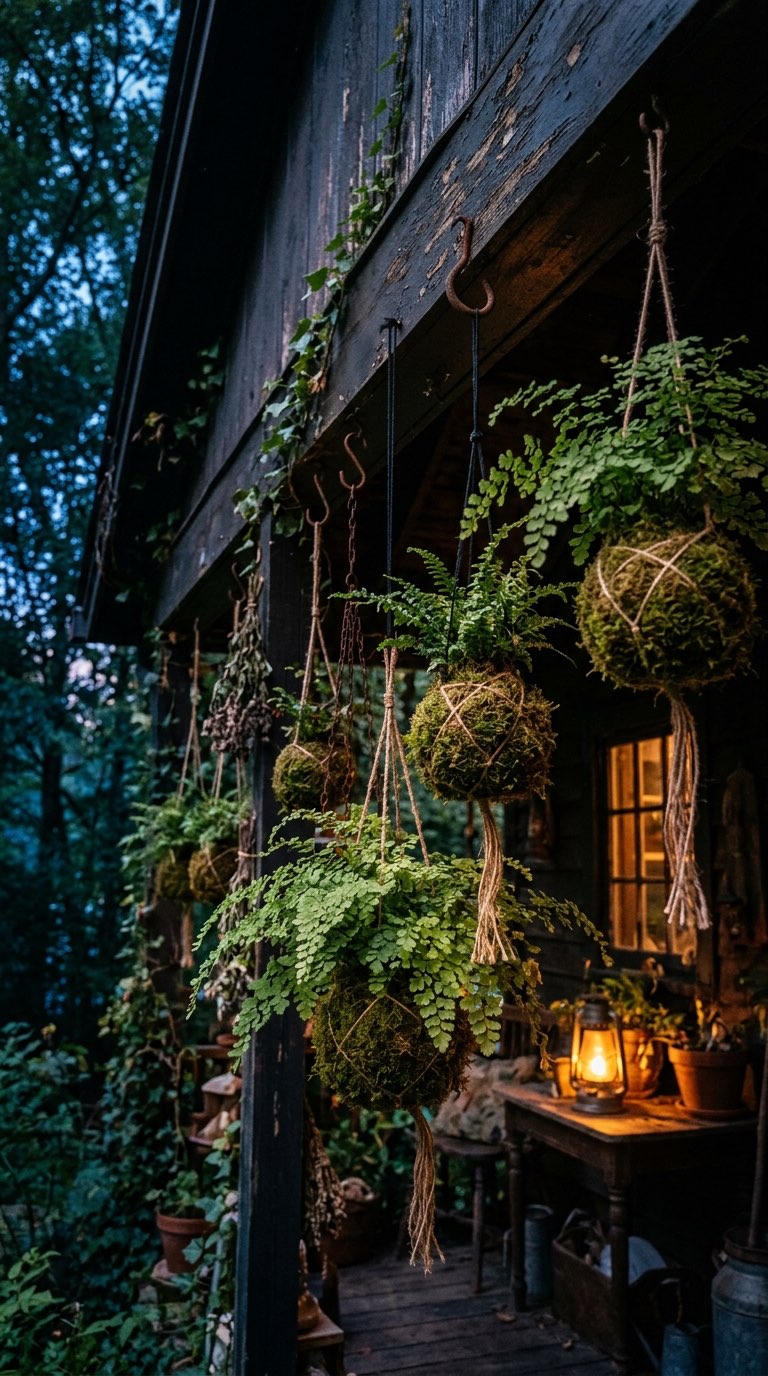 Hanging Kokedama - witchy decor idea