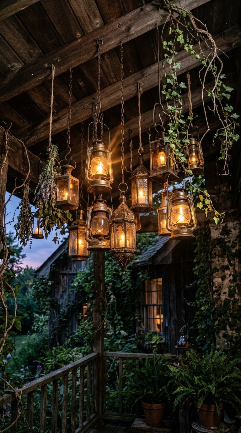 Hanging Lanterns Cluster - witchy decor idea