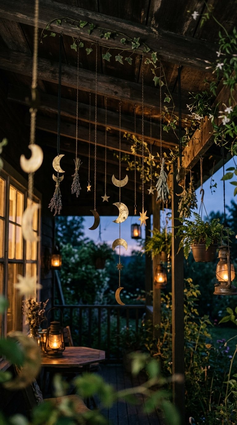 Moon and Star Mobiles - witchy decor idea