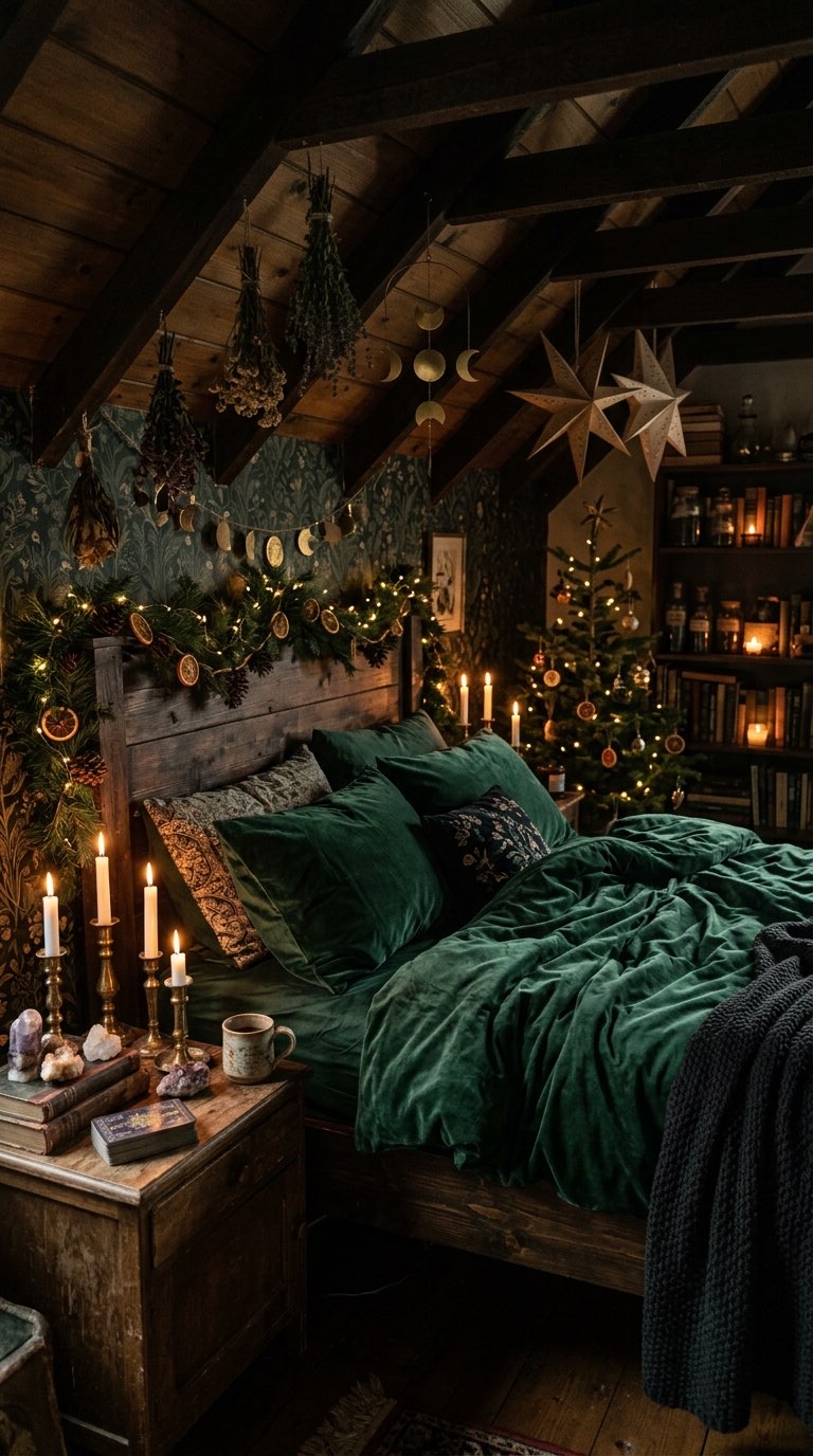 Velvet Bedding in Deep Colors - witchy decor idea