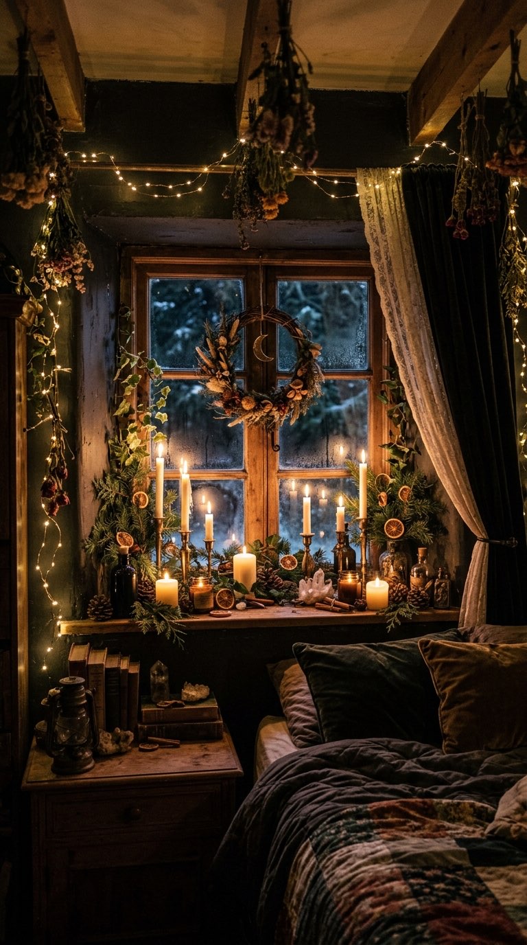 Window Candles - witchy decor idea
