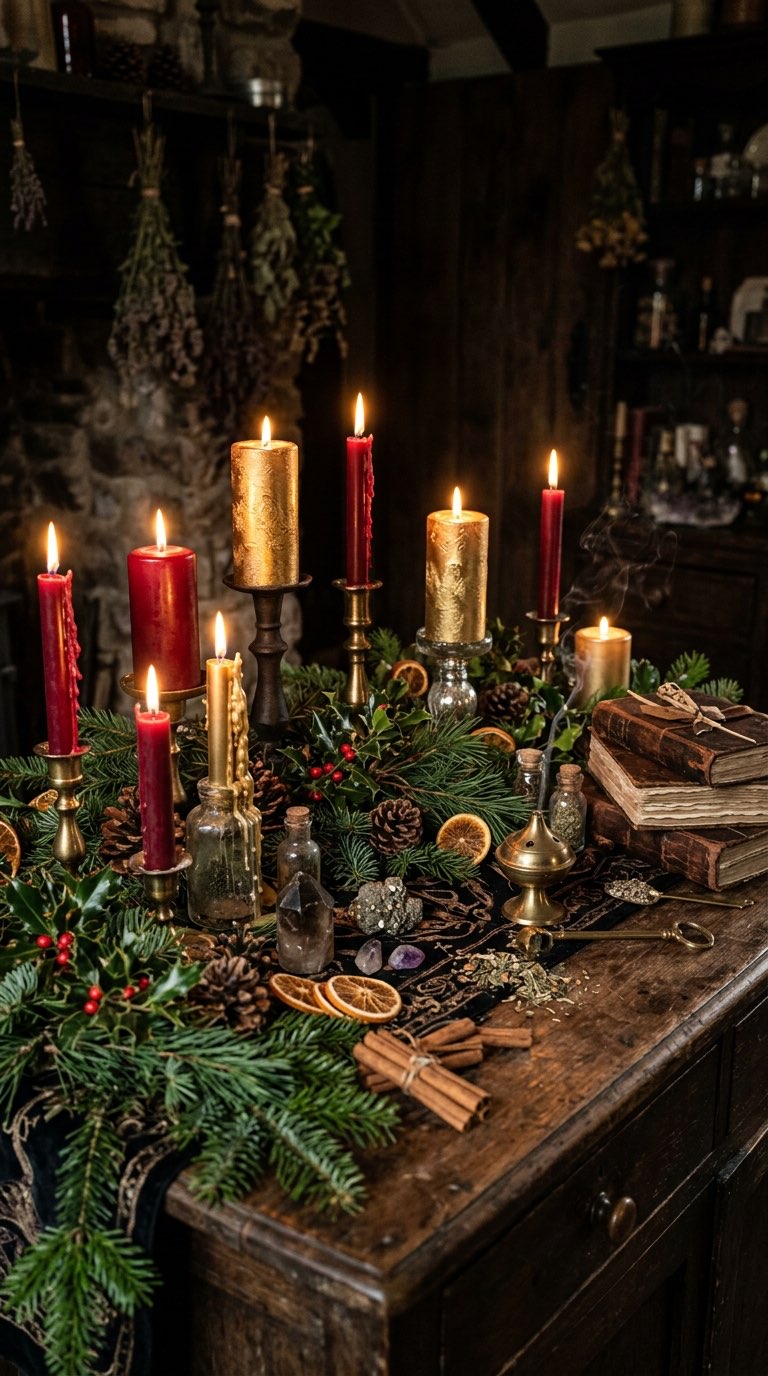 Red and Gold Candles - witchy decor idea