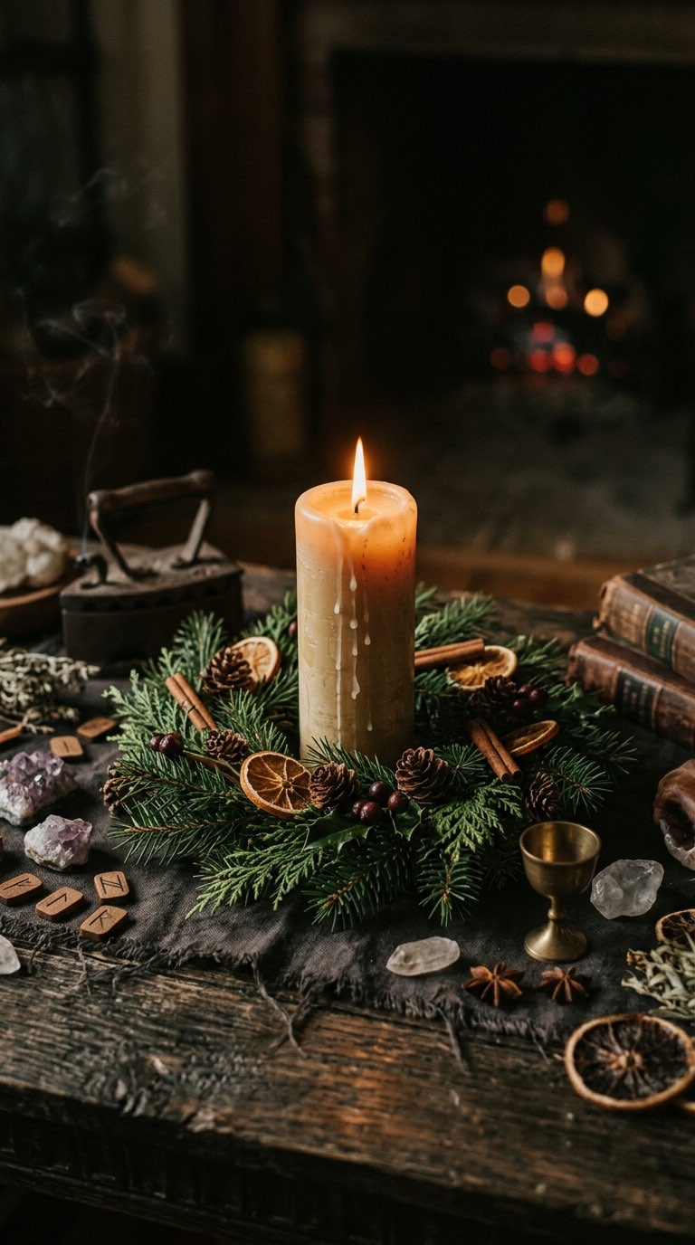 Wreath Around a Candle - witchy decor idea
