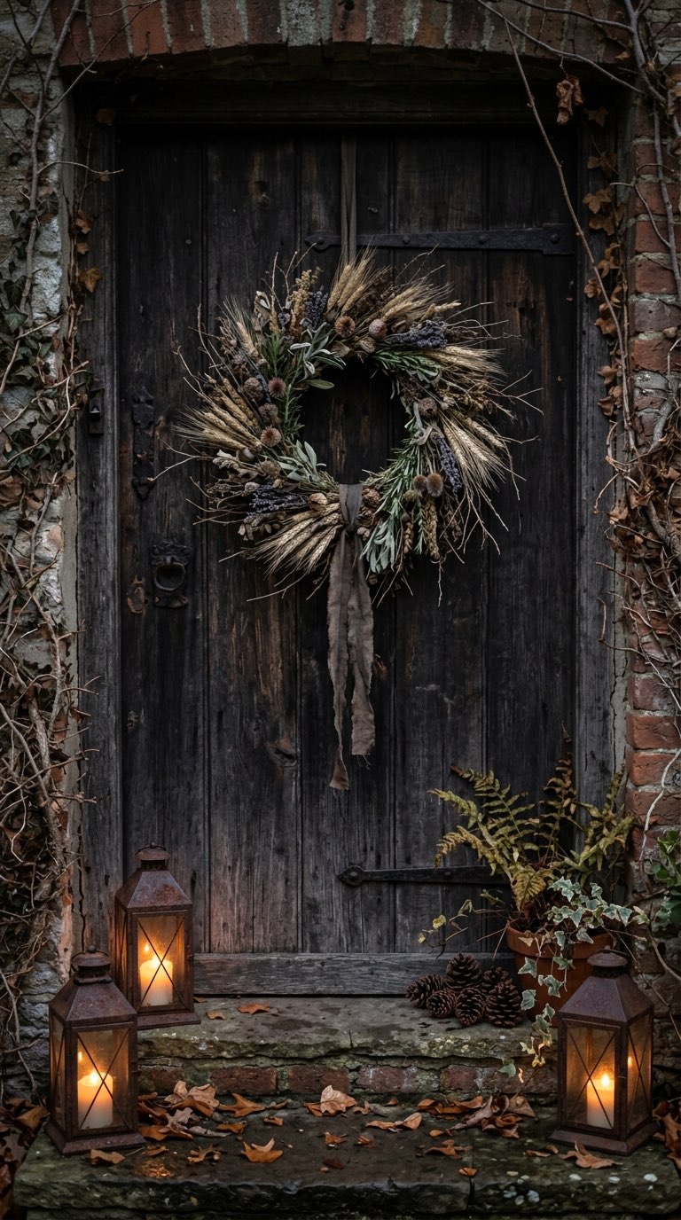 Dried Herb and Wheat Wreath - witchy decor idea