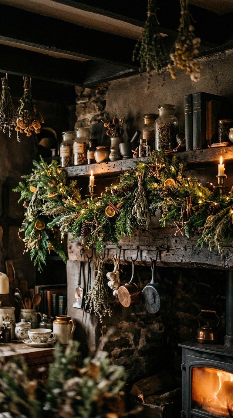 Herb and Evergreen Garland - witchy decor idea