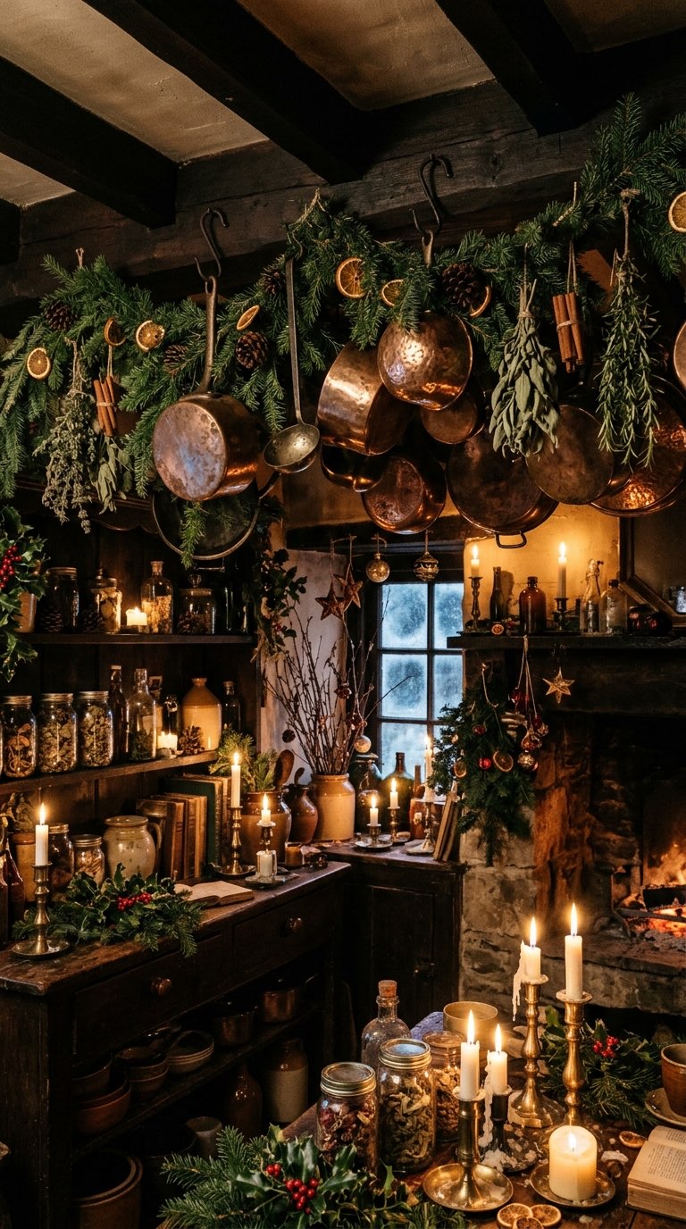 Copper Pots and Candlelight - witchy decor idea