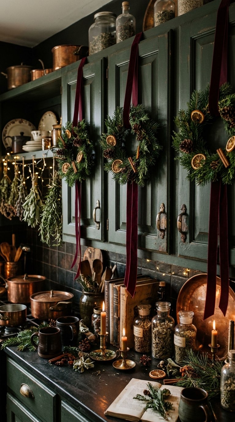Mini Wreath on the Cabinet - witchy decor idea