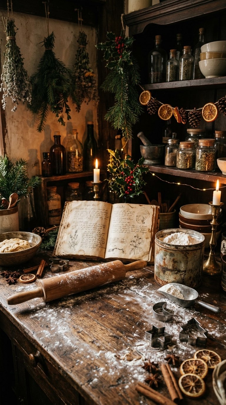 Rustic Baking Station - witchy decor idea