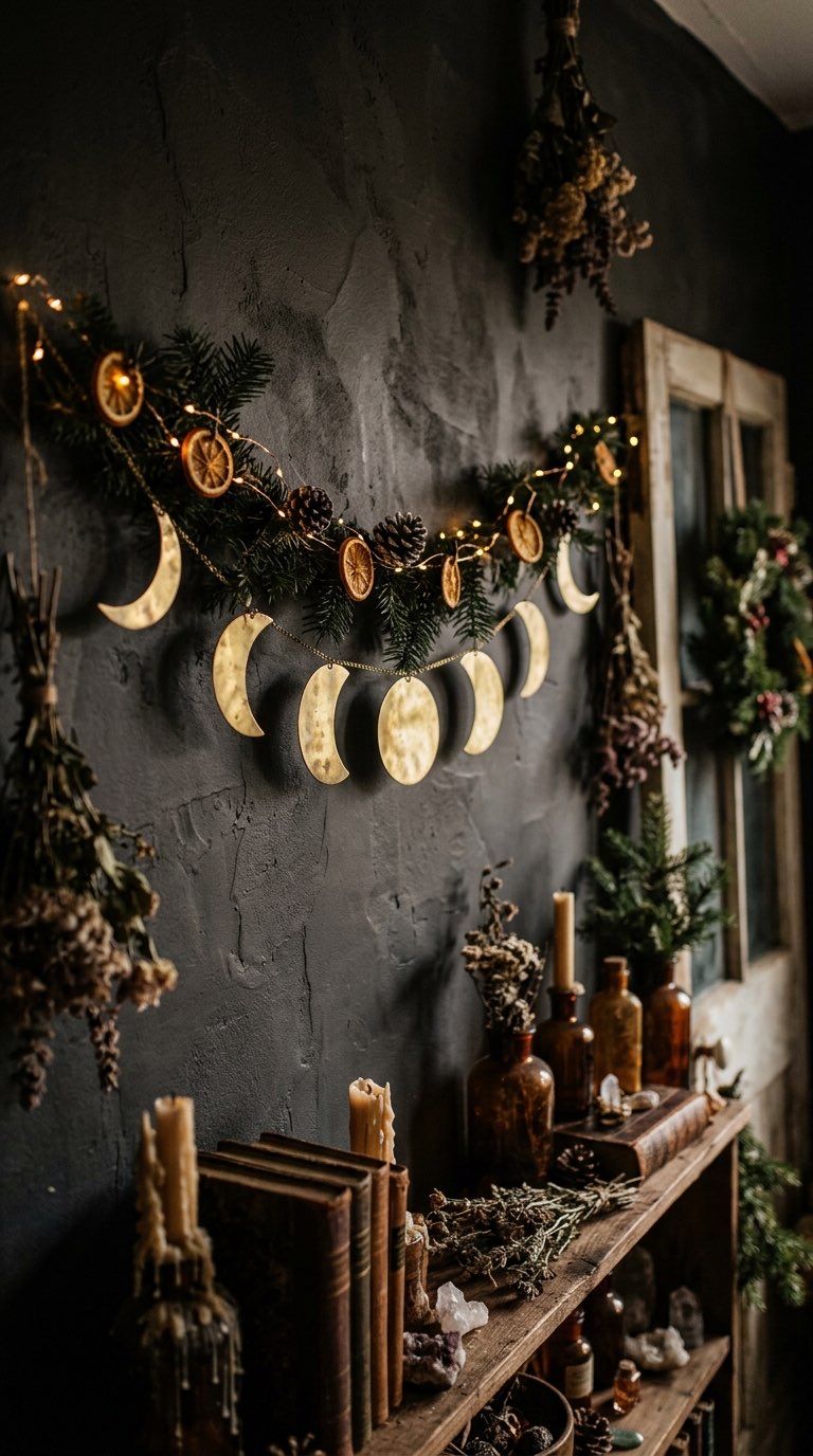 Moon Phase Garland - witchy decor idea
