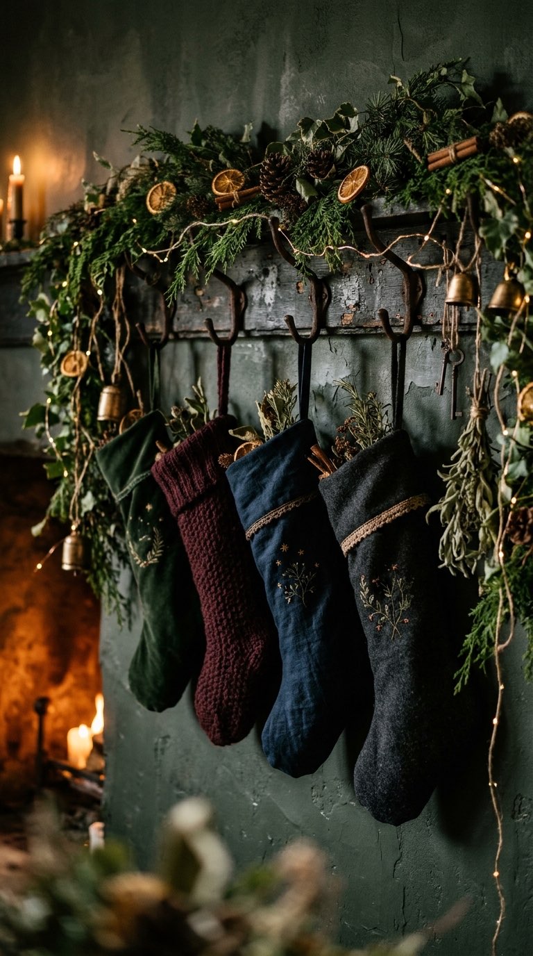 Stocking Wall Row - witchy decor idea