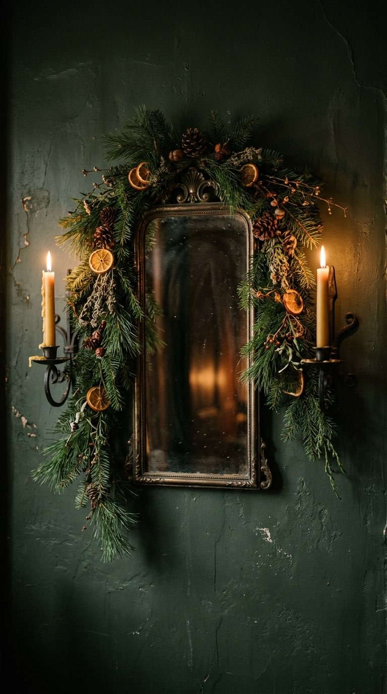 Mirror with Candle Sconces - witchy decor idea