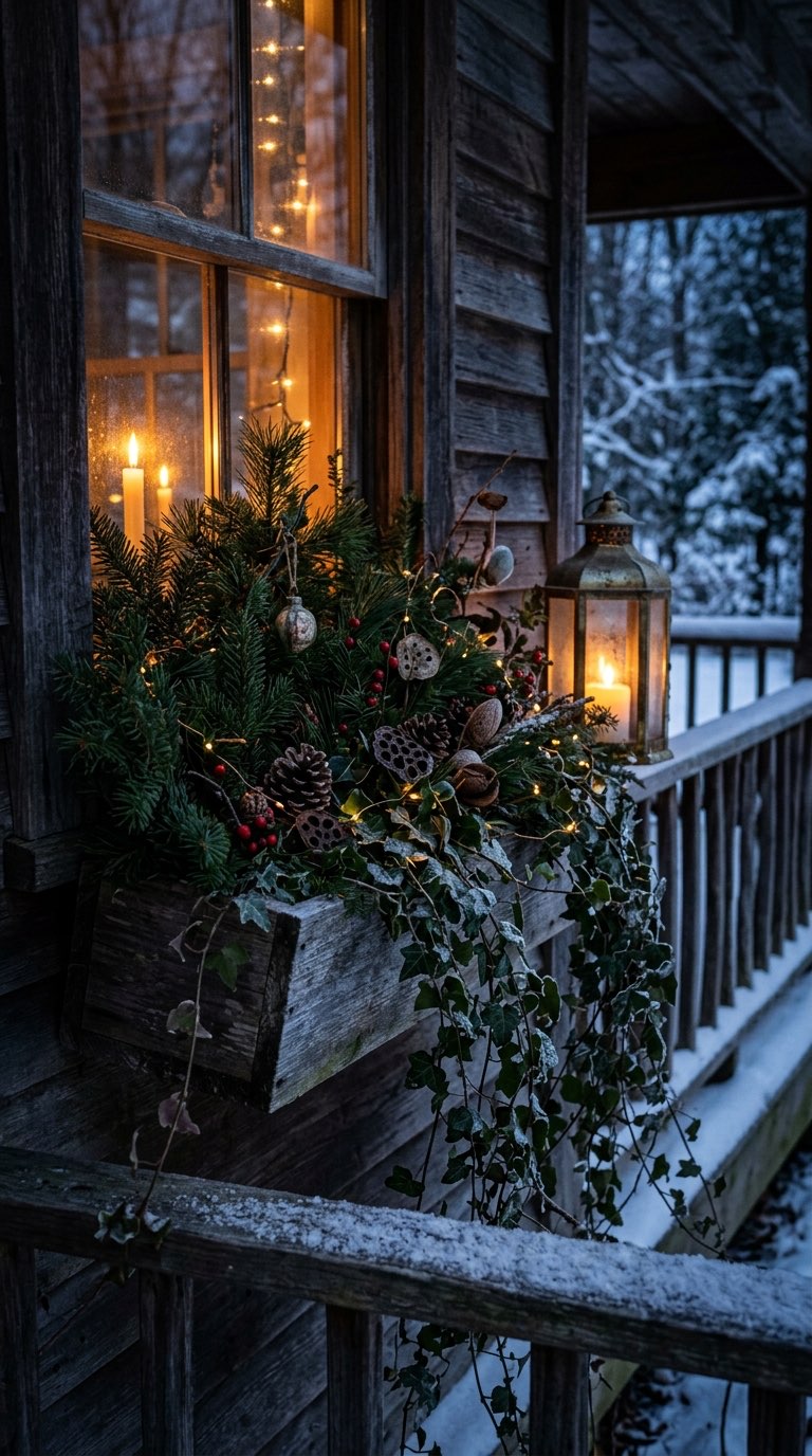 Ivy and Pine Window Box - witchy decor idea