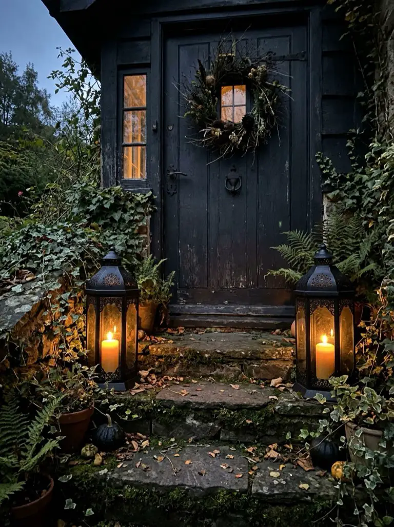Place Matching Lanterns on Each Side – witchy decor idea