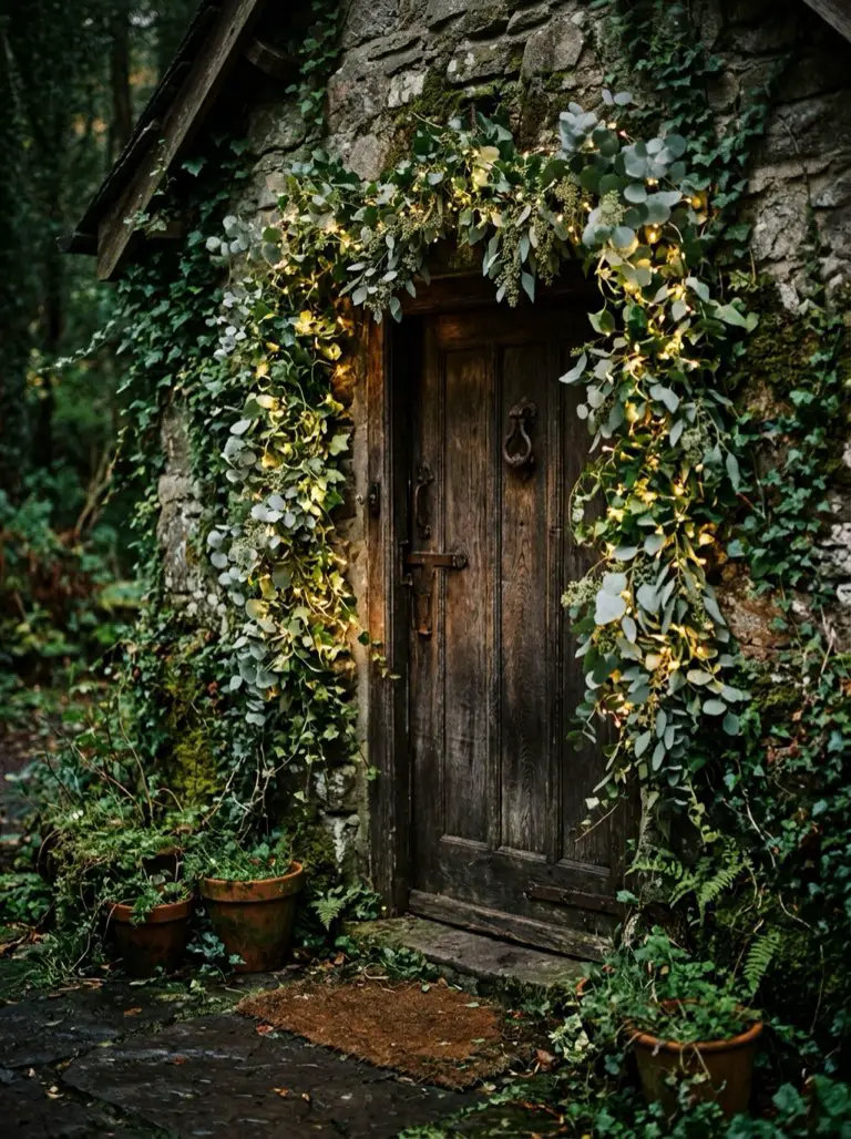Frame the Door with Trailing Greenery – witchy decor idea