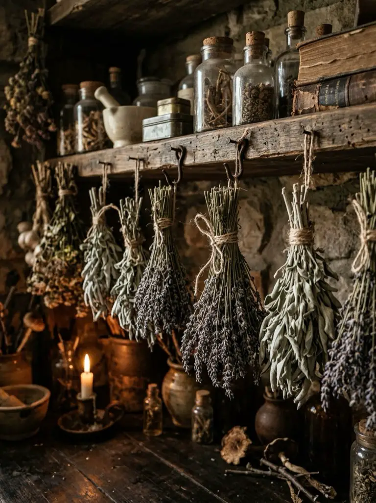 Hang Dried Herb Bundles – witchy decor idea