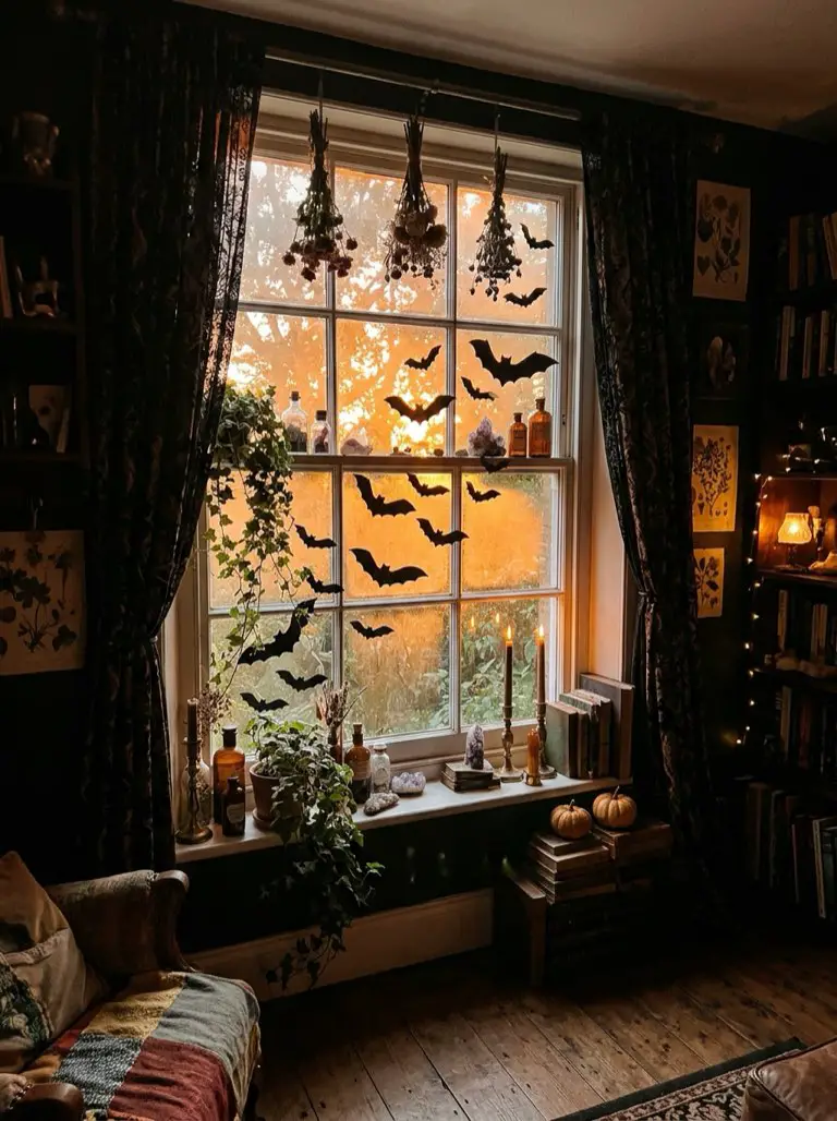 Cut Paper Bats for a Window Display – witchy decor idea