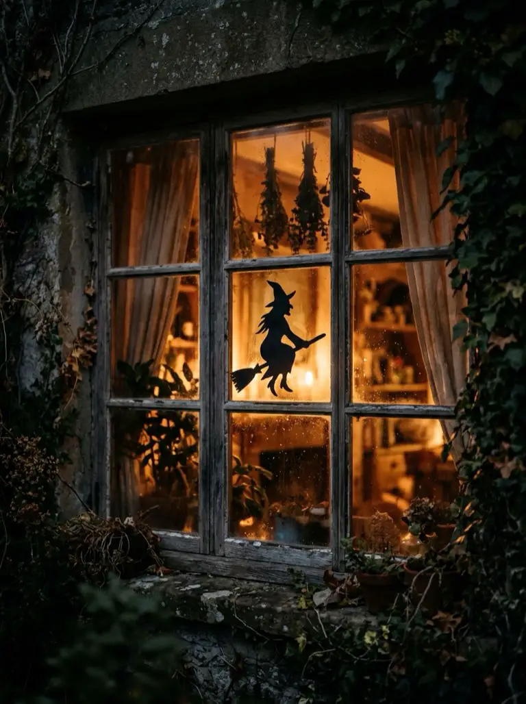 Create Spooky Window Silhouettes – witchy decor idea