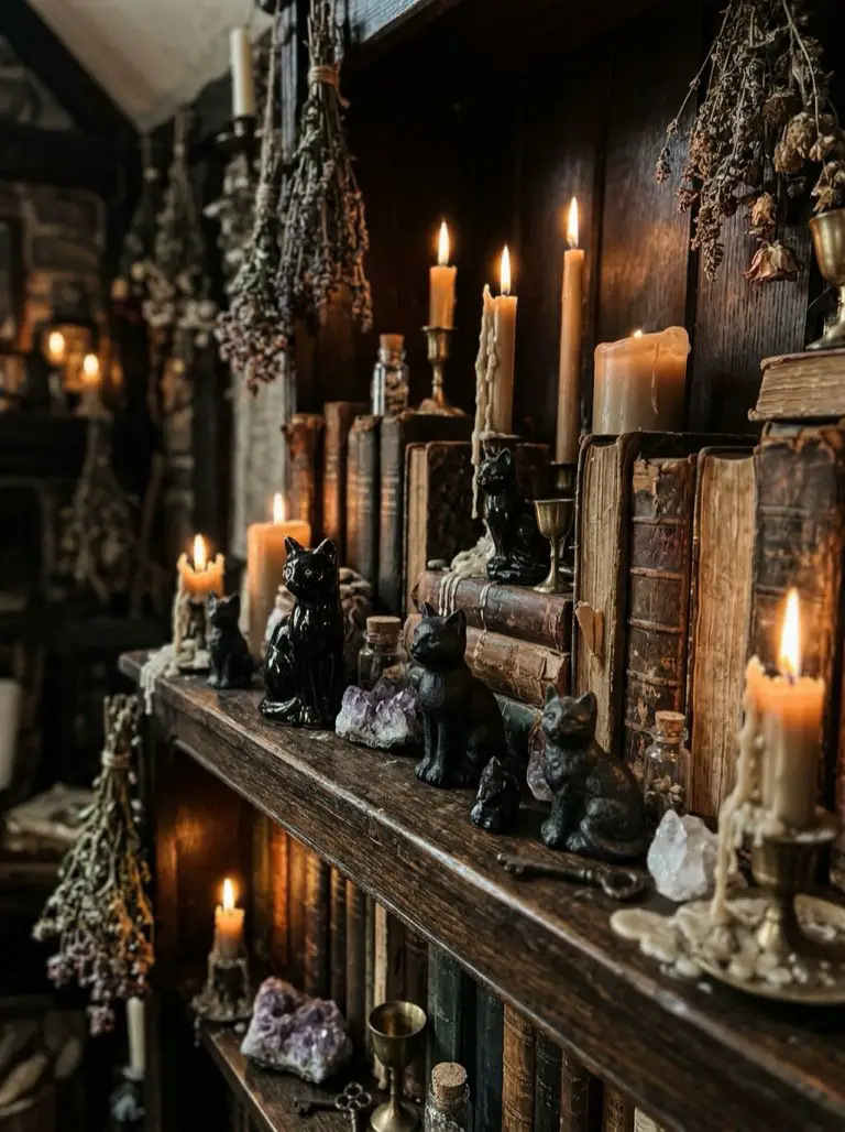 Add Black Cat Figurines – witchy decor idea