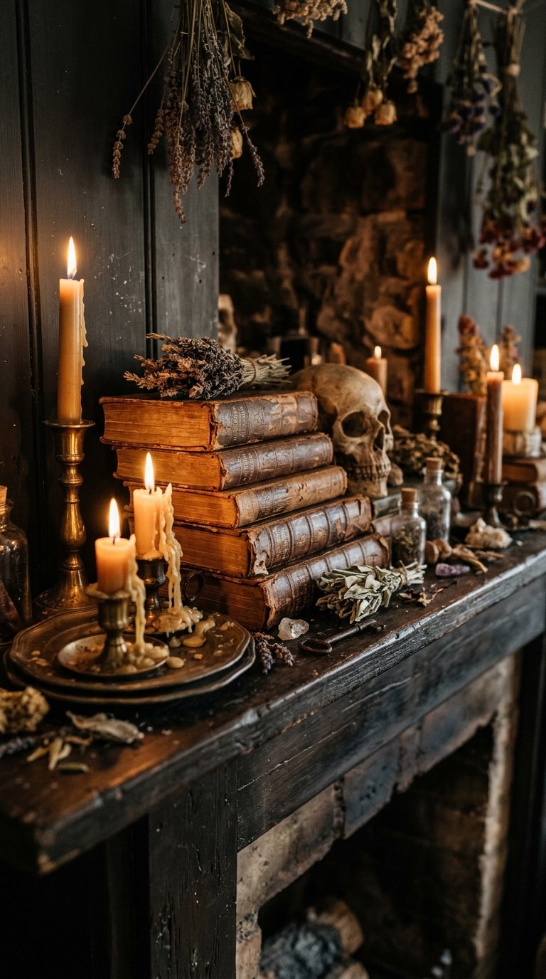 Stack Vintage Spell Books – witchy decor idea