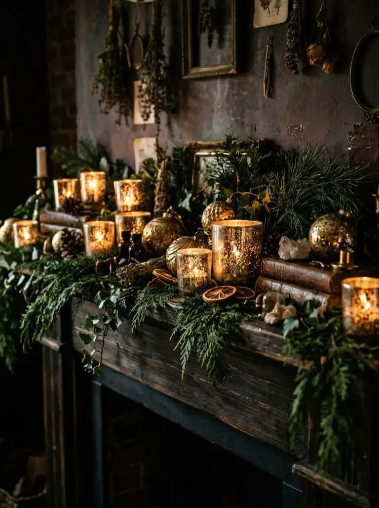 Add Mercury Glass and Gold Accents – witchy decor idea