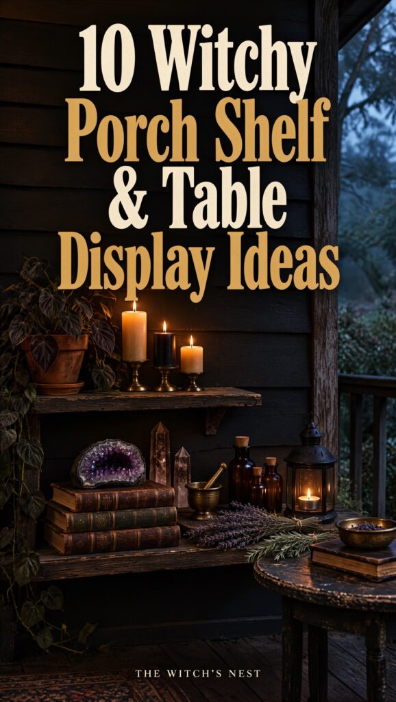 10 Witchy Porch Shelf & Table Display Ideas
