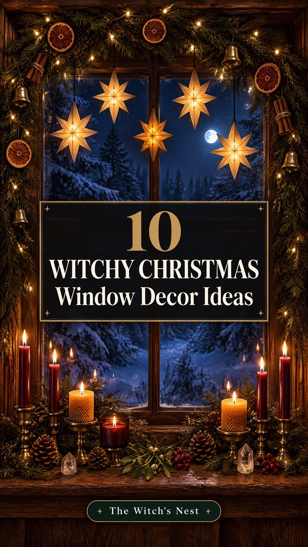 10 Witchy Christmas Window Decor Ideas for a Glowing Winter Cottage
