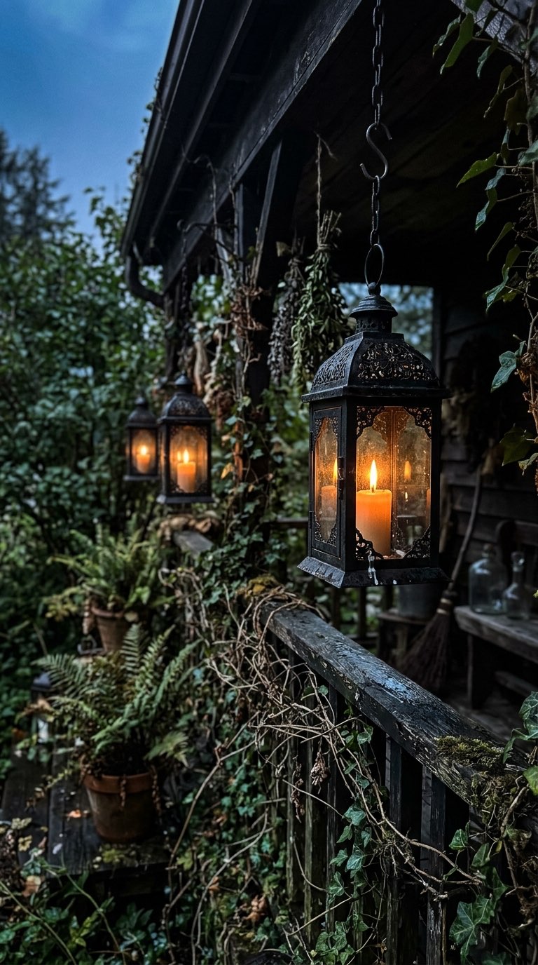 Hang Lanterns from Iron Hooks – witchy decor idea