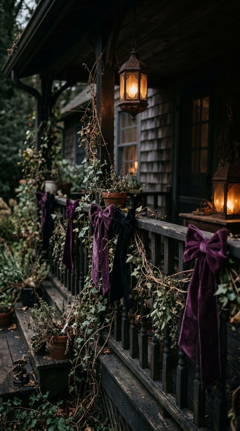 Weave in Velvet Ribbon Bows – witchy decor idea