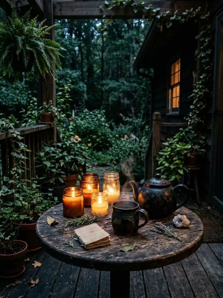 Create a Tea Table with Candles – witchy decor idea