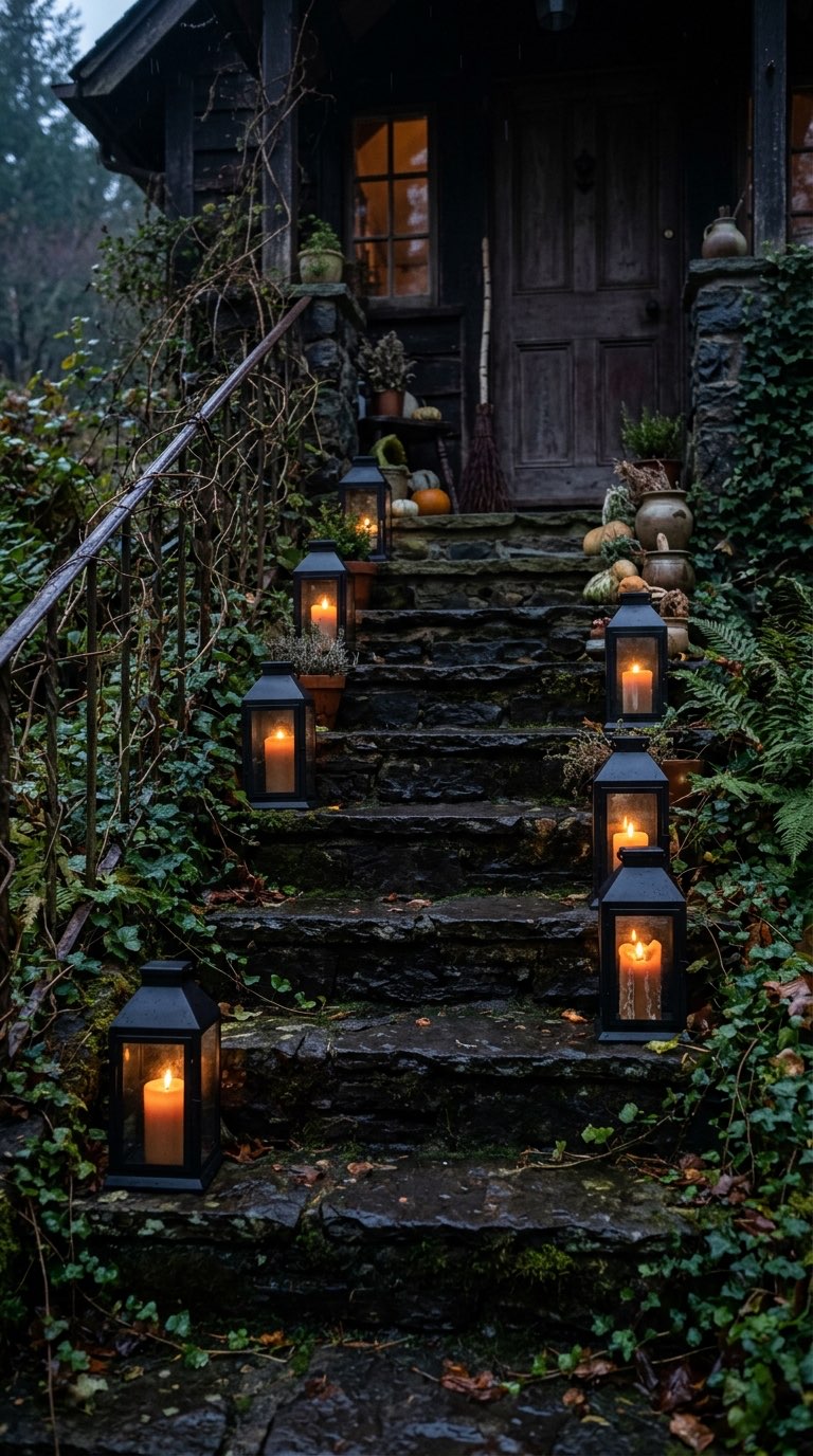 Line Each Step with Lanterns – witchy decor idea