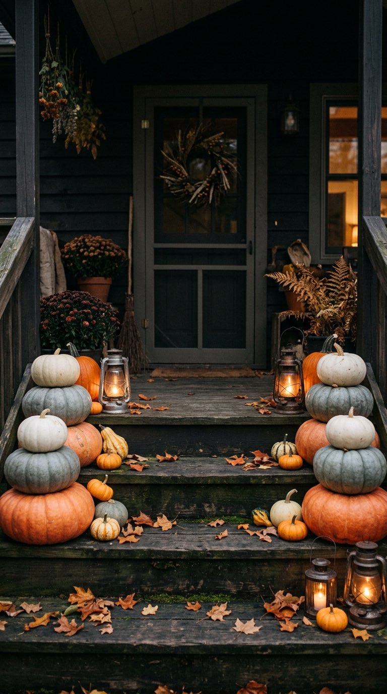 Stack Pumpkins in Muted Tones – witchy decor idea
