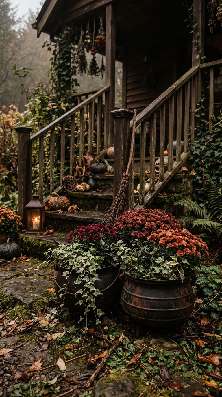 Add Cauldron Planters – witchy decor idea