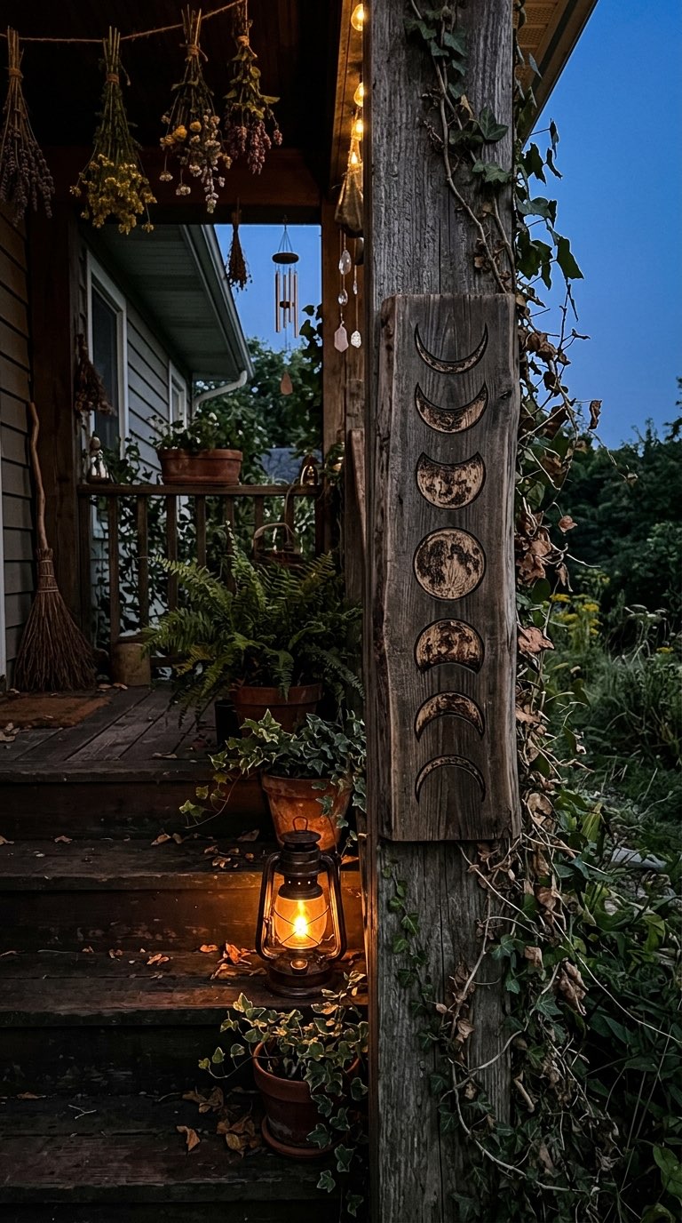 Hang a Wooden Moon Phase Sign – witchy decor idea