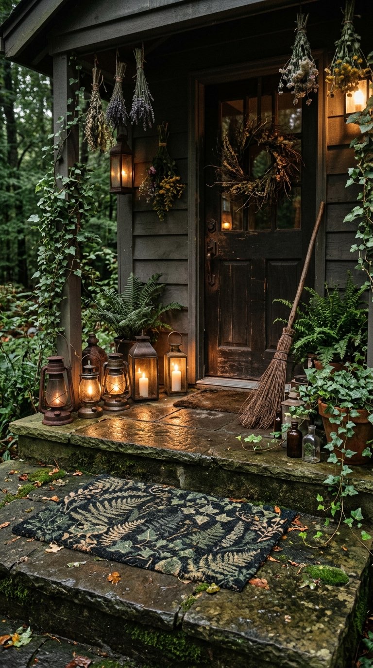 Add a Witchy Welcome Mat on the Top Step – witchy decor idea