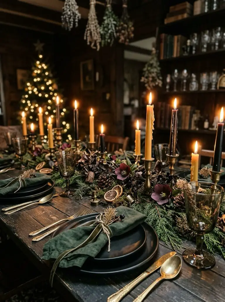 Mix Gold and Black Tableware – witchy decor idea