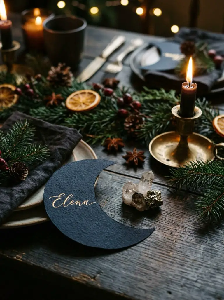 Write Names on Moon Place Cards – witchy decor idea