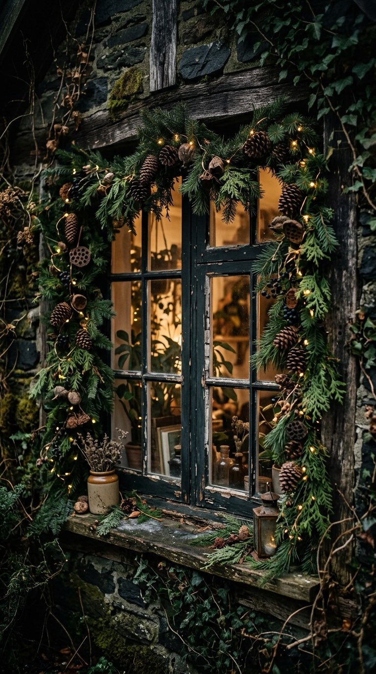 Frame the Window with Evergreen – witchy decor idea