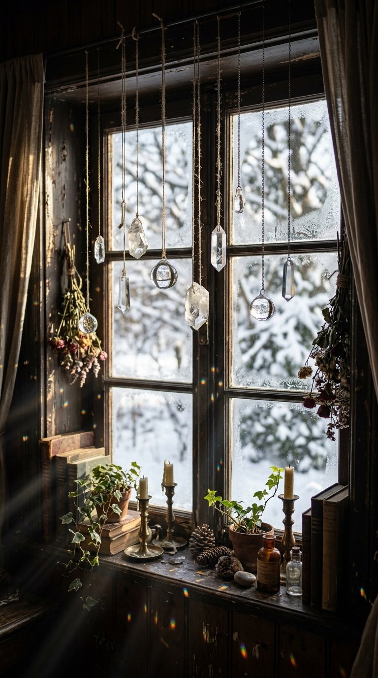 Hang Crystals to Catch the Light – witchy decor idea