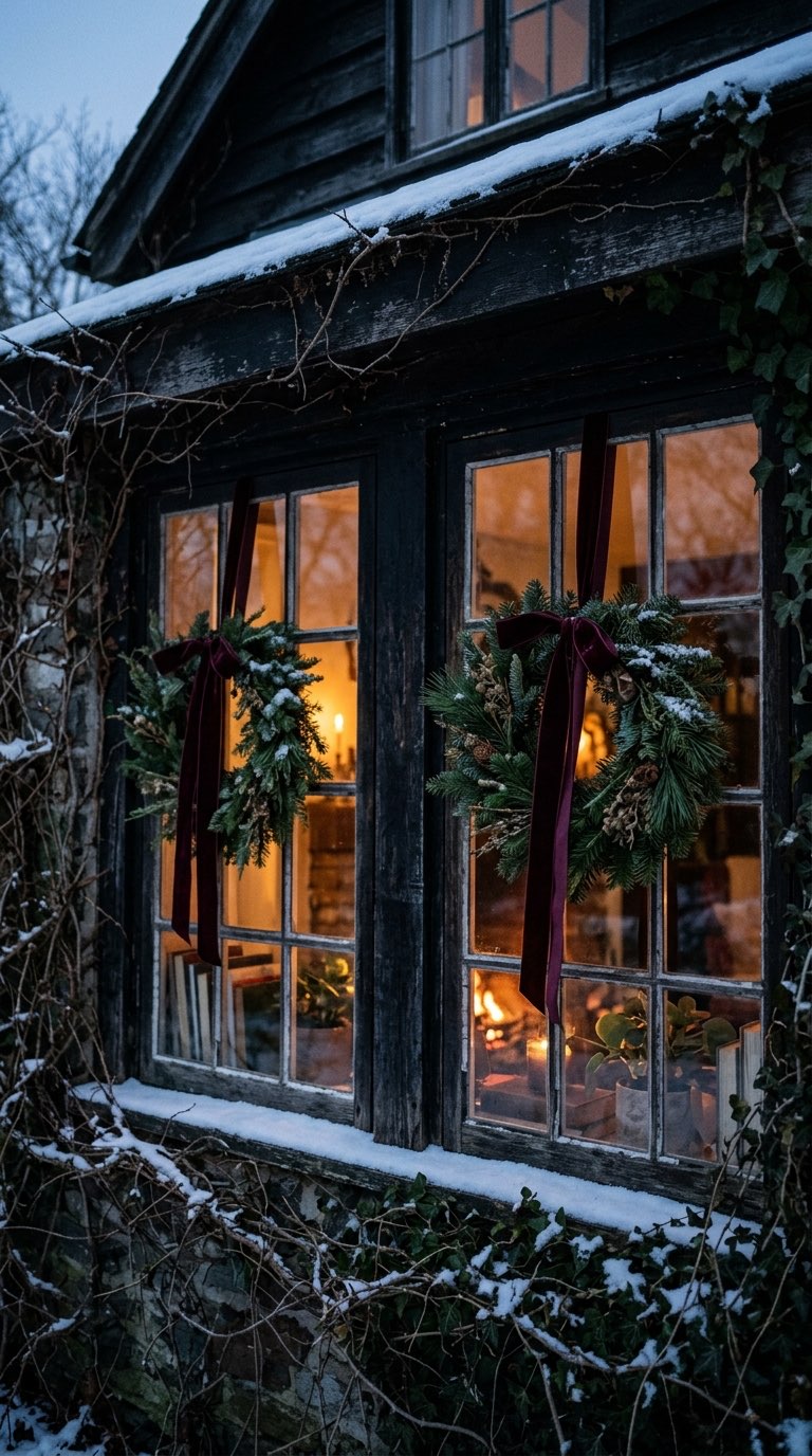 Add Wreaths to Each Pane – witchy decor idea