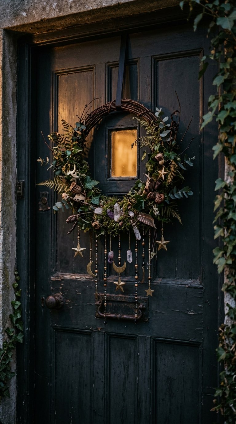 Hang a Crystal and Star Wreath – witchy decor idea