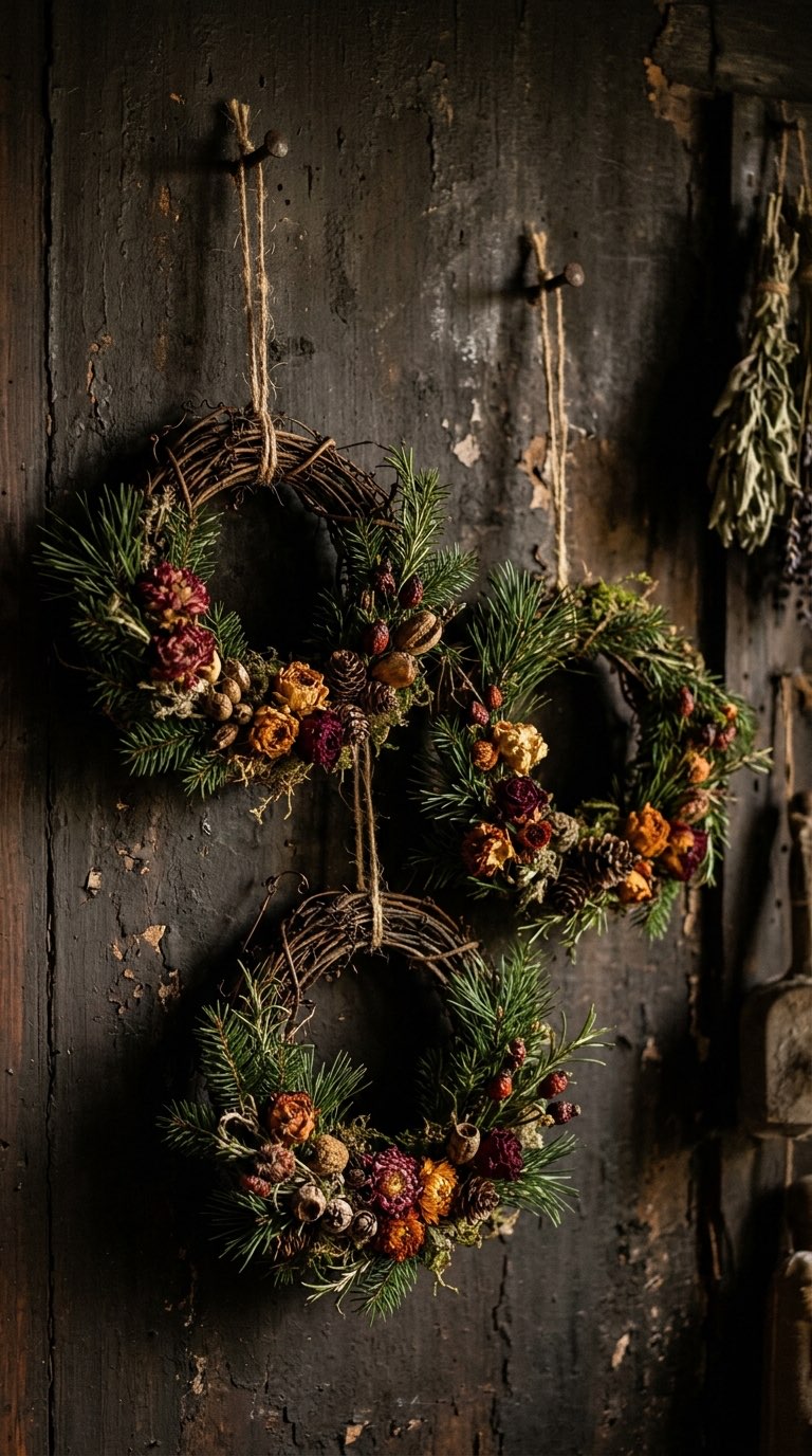 Layer a Mini Wreath Trio – witchy decor idea